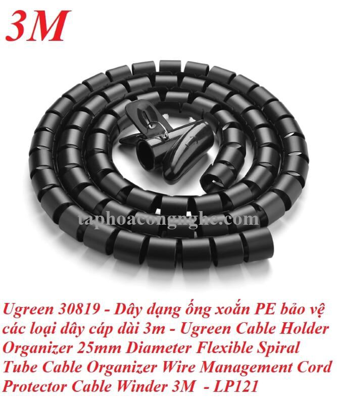 Ugreen 30819 3M màu Đen Dây ống xoắn PE bảo vệ cáp cao cấp LP121 30030819